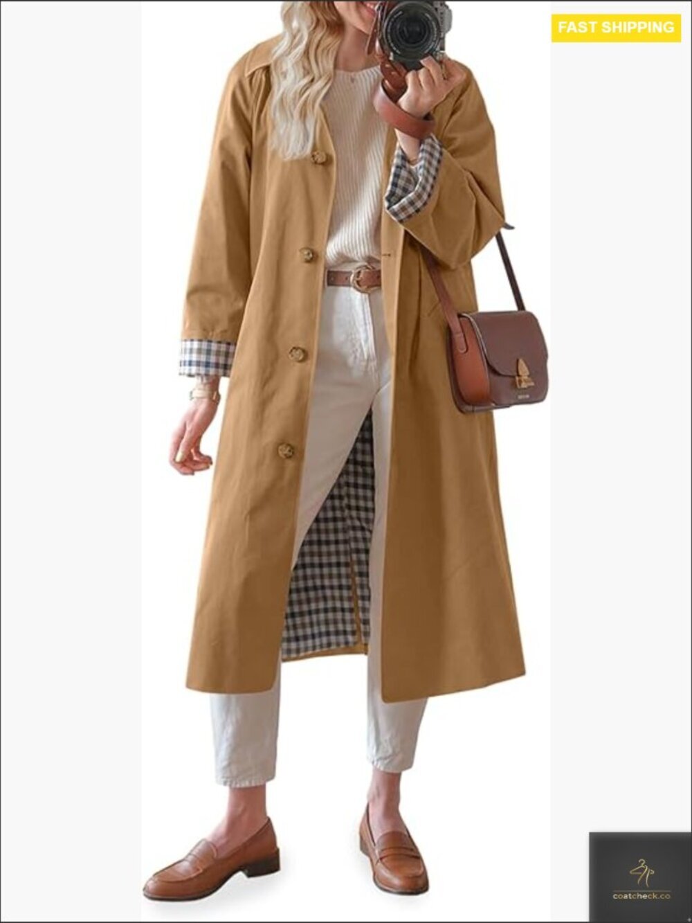 Oversized Trench Coat Classic Windproof Overcoat Long Sleeve Button Down Chic